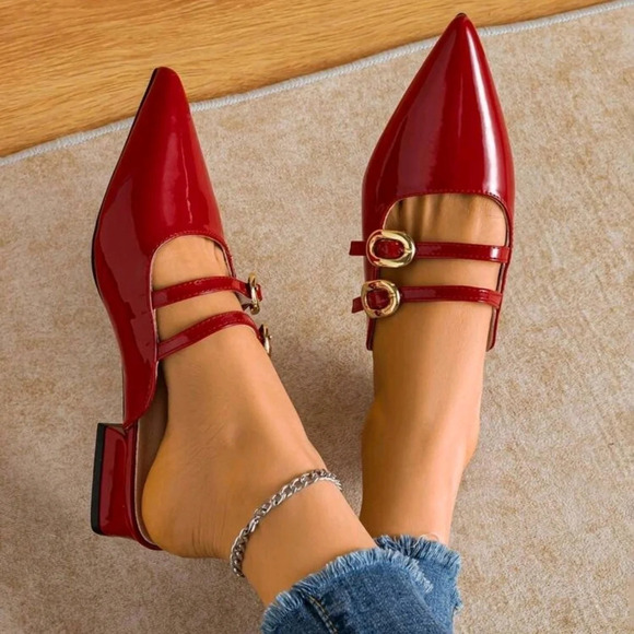 Women Flat Loafers Half Slippers Pointed Toe Mary Jane Mule Shoes - Picture 1 of 6